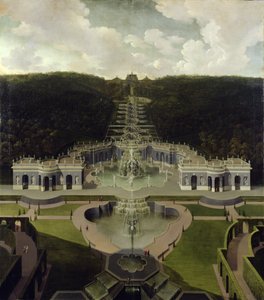 Vista desde la gruta con fuentes desde las cascadas hasta el octágono, después de 1716 de Jan van Nickelen