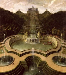 Vista del octágono sobre las cascadas y las piscinas de Neptuno, después de 1716 de Jan van Nickelen