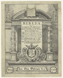 Portada de una biblia de 1721 de Jan van Oosterom