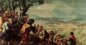 Entrada de Cristo en Jerusalén, panel central de un tríptico, c.1526 de Jan van Scorel