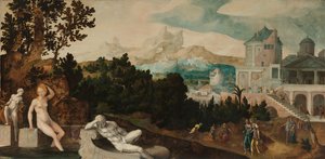 Paisaje con Betsabé de Jan van Scorel