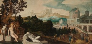 Paisaje con Betsabé. Hacia 1540-45 de Jan van Scorel