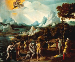 El Bautismo de Cristo (óleo sobre madera) de Jan van Scorel