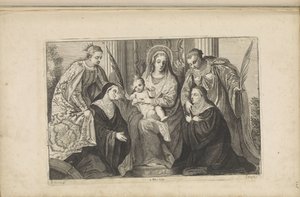 María con el Niño Jesús, Santa Lucía, Santa Catalina de Alejandría y Dos Fundadores