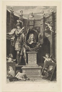 Retrato del archiduque Leopoldo Guillermo de Austria como coleccionista de arte Theatrum Pictorium (título de la serie) Página de título para: David Teniers, Theatrum Pictorium, 1658