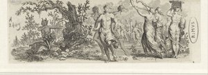 Ninfas danzantes observadas por sátiros de Jan van Vianen