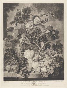 Una pieza de fruta, grabado por Richard Earlom, 1781 de Jan van after Huysum