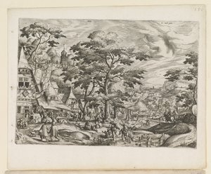 Paisaje con escena de pueblo de Jan van and Doetechum Lucas van and Bol Hans Doetechum the elder