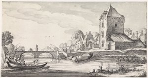 Pueblo ribereño Plaisante paisajes y entretenidos poemas (título de la serie) de Jan van de Velde (II)