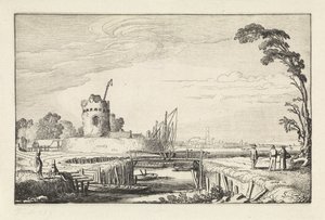 Figuras en un puerto y una torre Paisajes (título de la serie) Amenissimae aliquot requculae (título de la serie) de Jan van de Velde (II)