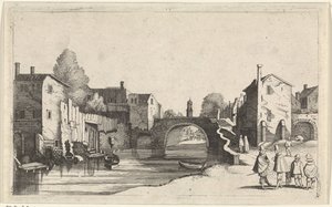 Vista de un canal en una ciudad Paisajes marinos (título de la serie) de Jan van de Velde (II)