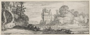 Vista de una casa en ruinas cerca de un muro
Paisajes y ruinas (título de la serie)
Amoenissimae aliquot Regiunculae (título de la serie) de Jan van de Velde (II)