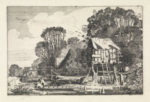 Pescadores en un barco cerca de un palomar Paisajes (título de la serie) Amenissimae aliquot requculae (título de la serie) de Jan van de Velde (II)