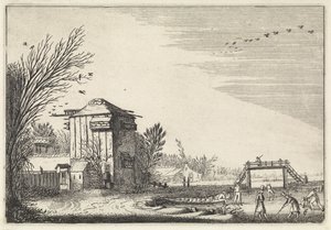 Flask jugadores en el hielo en un palomar Paisajes (título de la serie) Amenissimae aliquot requculae (título de la serie) de Jan van de Velde (II)