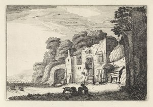 Paisaje con el hijo pródigo con los cerdos Paisajes (título de la serie) Amenissimae aliquot requculae (título de la serie) de Jan van de Velde (II)