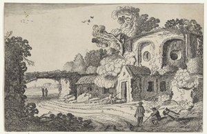Paisaje con un viejo castillo
Ruinas en paisajes (título de la serie)
Vetustae Ruinae et Venustissimae aliquot Regiones (título de la serie) de Jan van de Velde (II)