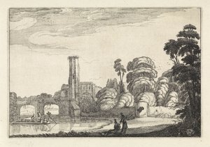 Pont en un puente y una ruina Paisajes (título de la serie) Amenissimae aliquot requculae (título de la serie) de Jan van de Velde (II)