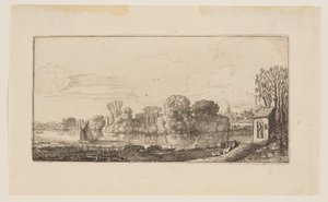Una capillita junto a un estanque, de Seis paisajes de Jan van de Velde II
