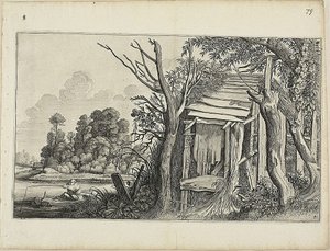 Cabaña en ruinas, lámina 4 de Paisajes de Jan van de Velde II