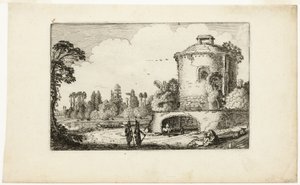 Paisaje con una torre redonda de Jan van de Velde II