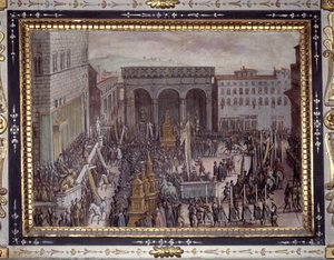 La celebración de las lisonjas en Florencia (La celebración de las lisonjas en la Piazza della Signoria, Florencia)
