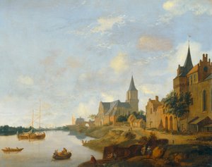 El Rin en Emmerich con la iglesia de San Martín ... de Jan van der (manner of) Heyden