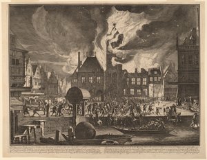 Incendio del Antiguo Ayuntamiento de Ámsterdam de Jan van der Heyden