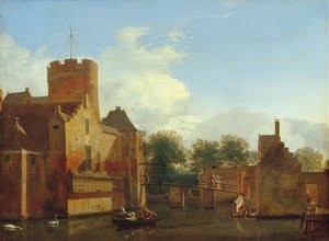 Castillo de Loenerslot en Holanda, c.1665-70 (óleo sobre roble)