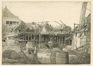 Restos de un almacén incendiado de Jan van der Heyden