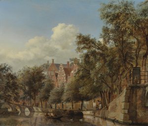 El Herengracht, Ámsterdam, visto desde el Leliegracht de Jan van der Heyden