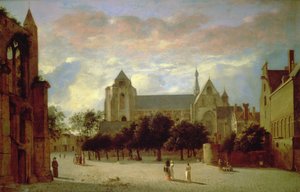 Vista de la Grote Kerk en Veere desde el sur de Jan van der Heyden