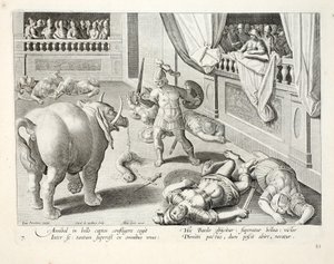 Aníbal hace que los romanos derrotados luchen entre sí, ilustración de 