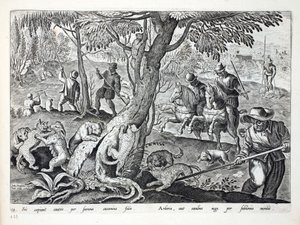 Cazando gatos con perros, ilustración de 