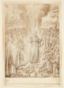 Historia de San Giovanni Alberti Fiorentino. El abad Petrus demuestra con la prueba del fuego que el obispo de Florencia es un hereje y simonista de Jan van der Straet