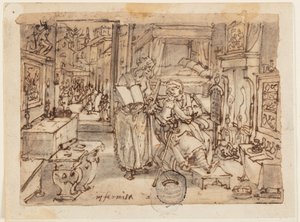 Página de un cuaderno de bocetos; Enfermedad de Jan van der Straet, called Stradanus