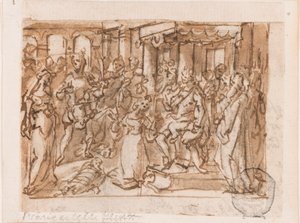 El juicio de Salomón, diseño preliminar para "Spiritus Sapientiae" (El Espíritu de Sabiduría), placa 1 en la serie de grabados "Los siete dones del Espíritu Santo"