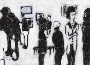 Inauguración de la galería En carboncillo y gesso, c.2017 (carboncillo y gesso sobre papel)