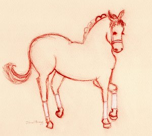Horse Dancing at the Parade, c. 2024 (lápiz sobre papel) de Janel Bragg
