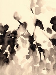 Hojas abstractas en tinta II, c.2019 (tinta sobre papel)