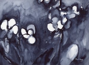 Orquídea en añil, c.2017 (acuarela sobre papel)