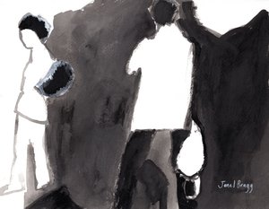 Patrons at the Palm Springs Art Museum, c.2017 (tinta y gesso sobre papel).