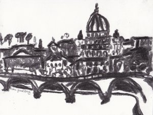 Basílica de San Pedro Roma, c.2014 (carboncillo sobre papel) de Janel Bragg