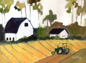 View from Amtrak Train to Olympia, c.2017 (acuarela y caseína sobre papel).