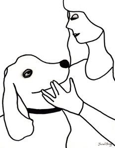 Vincent y Janel en Black Lines, c.2024 (rotulador sobre papel) de Janel Bragg