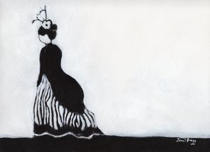 Mujer en el Festival Victoriano de Port Townsend, c. 2017 (carboncillo y gesso sobre papel).