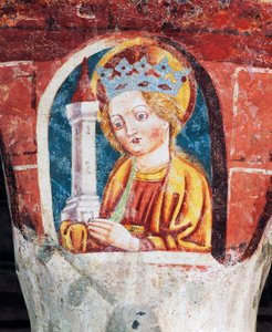 Iglesia fortificada de Hrastovlje, Iglesia de la Trinidad, Santa Bárbara, detalle de frescos de Janez Iz Kastva (1490), Eslovenia de Janez Kastav