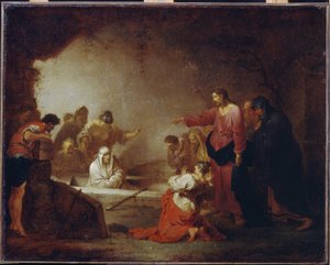 La Resurrección de Lázaro. (Lázaro de Betania). Pintura de Johann Rosso Januarius Zick (1730-1797), óleo sobre lienzo, alrededor de 1793. Arte alemán del siglo XVIII. Estado A. Museo Pushkin de Bellas Artes, Moscú.