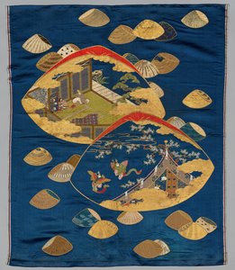 Cubierta de regalo (Fukusa) con juego de emparejamiento de conchas del Cuento de Genji de Japan, Meiji period