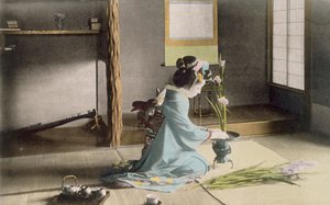 Niña arreglando flores, 1890