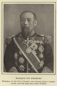 Marqués Ito Hirobumi, Presidente del Consejo Privado, quien redactó la Constitución de Japón y ha sido Primer Ministro cuatro veces